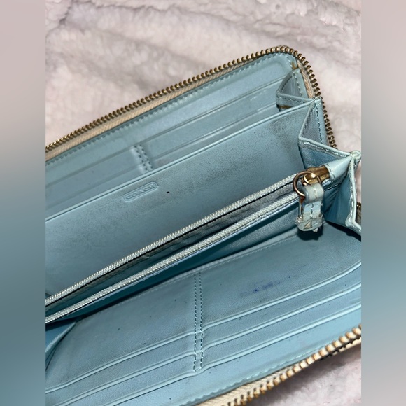 Coach Leather & Canvas Monogram Accordion Long Zip Wallet - Picture 11 of 12